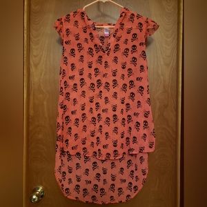 Large Red Hi-Lo Whimsigoth Skull Top